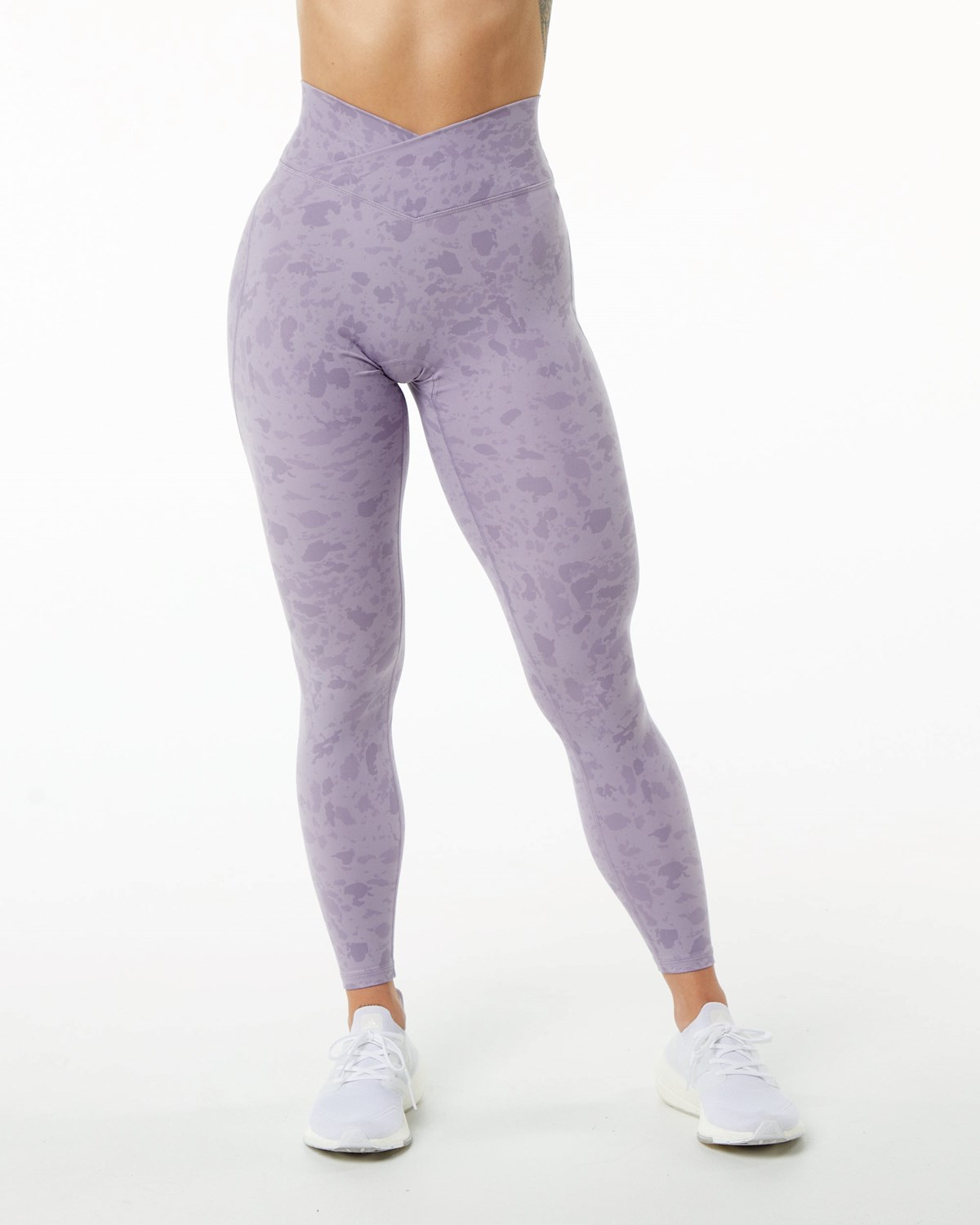 Alphalete Single Brushed Cross-Wrapped Legging Pebble Print Misty Lilac | 503-WFZRCS