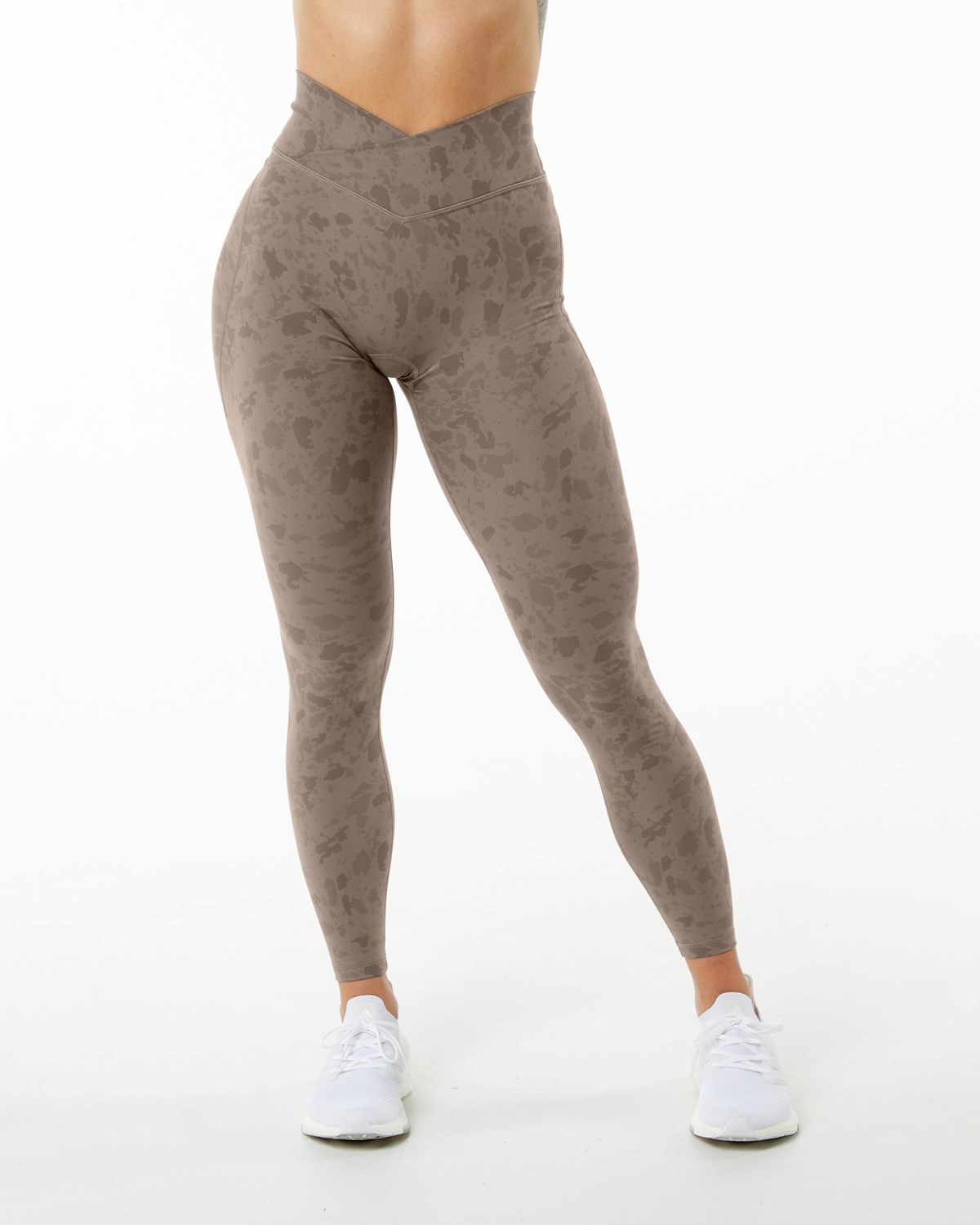 Alphalete Single Brushed Cross-Wrapped Legging Pebble Print Mocha | 637-FLPNKW