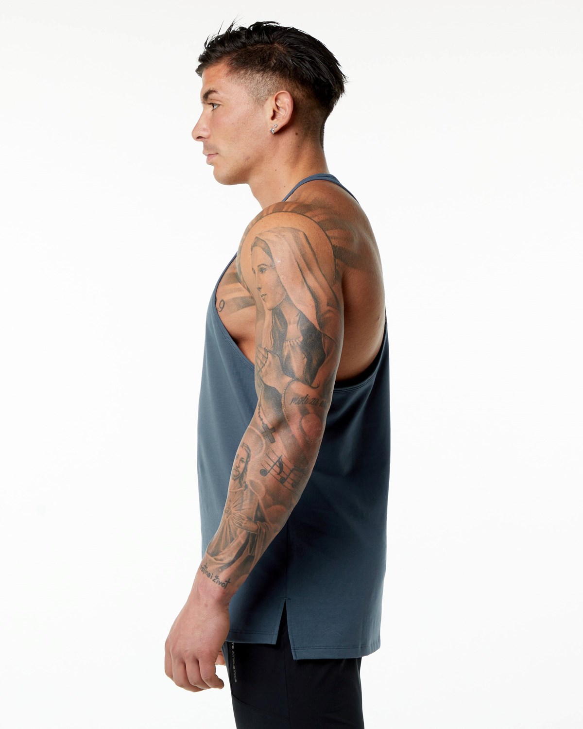 Alphalete Stepped Hem Stringer Modre | 754-SWOJLY