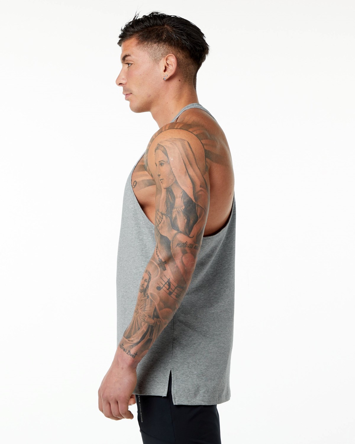 Alphalete Stepped Hem Stringer Siva | 461-LOAZQF