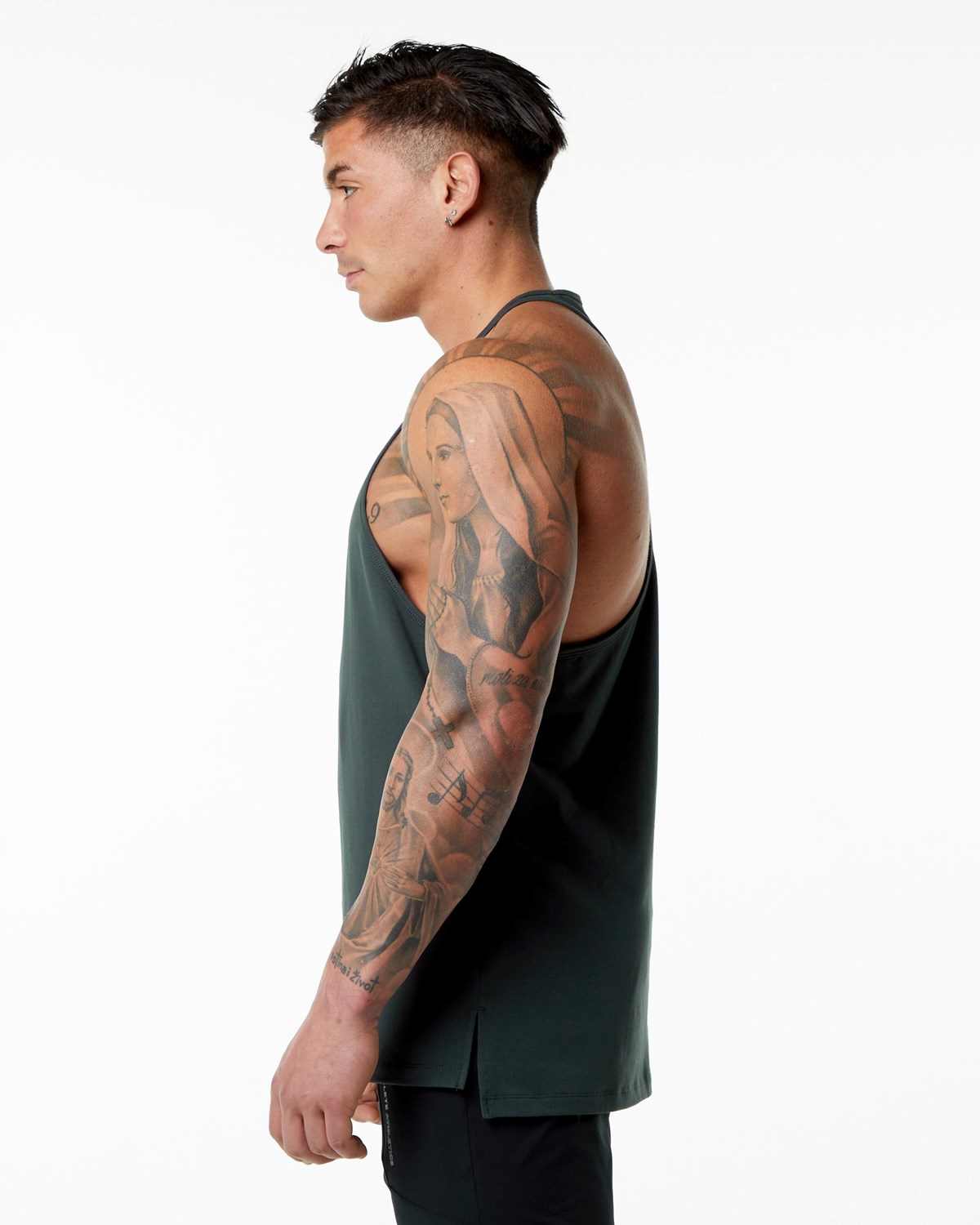 Alphalete Stepped Hem Stringer Zelene | 046-PDANGK