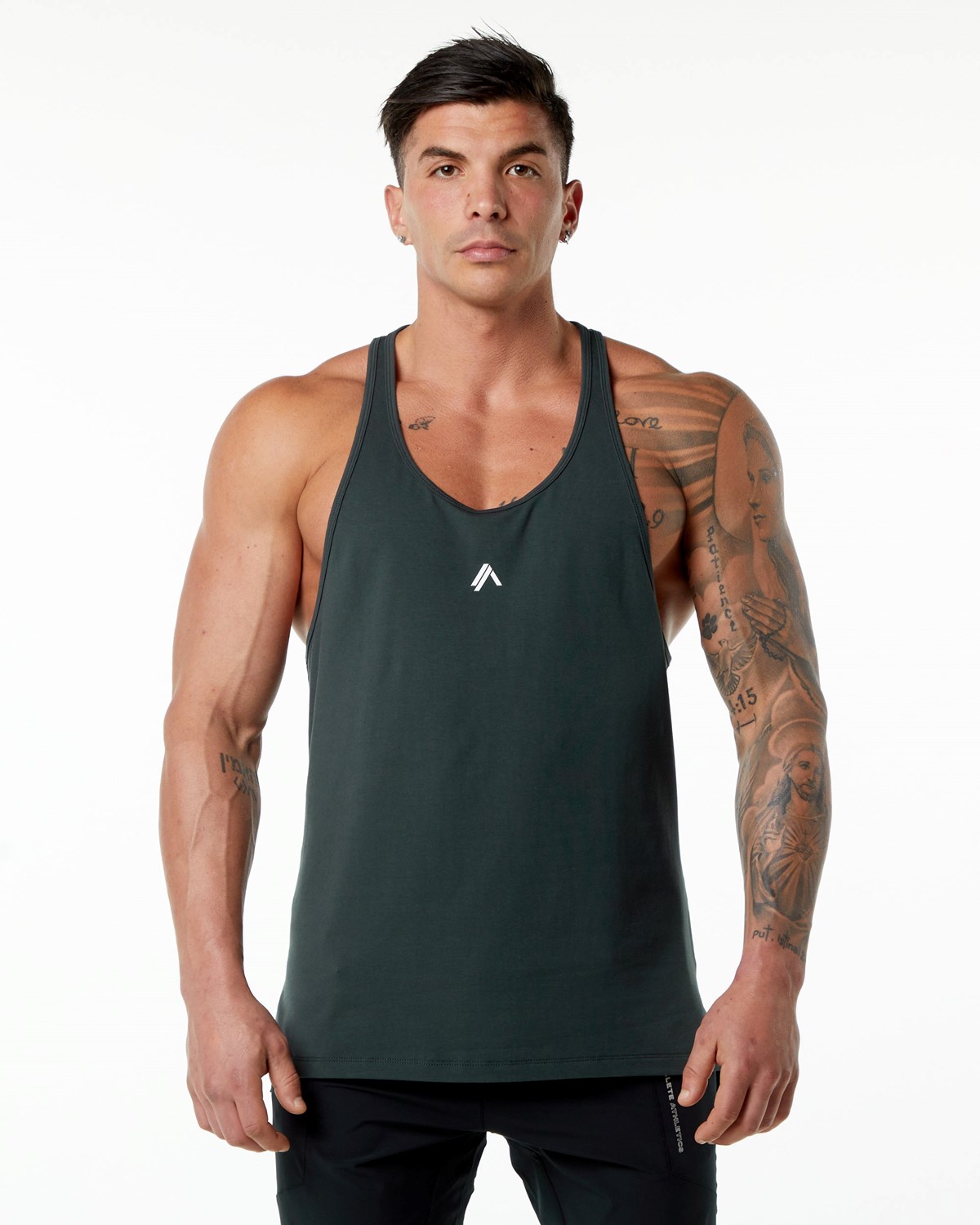 Alphalete Stepped Hem Stringer Zelene | 046-PDANGK