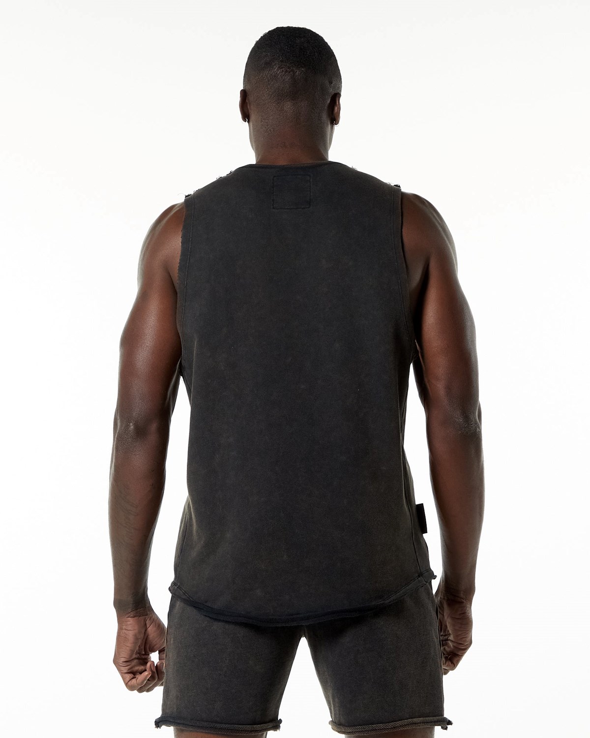 Alphalete Stredne-Weight Washed Terry Cutoff Onyx | 031-DKOWXB