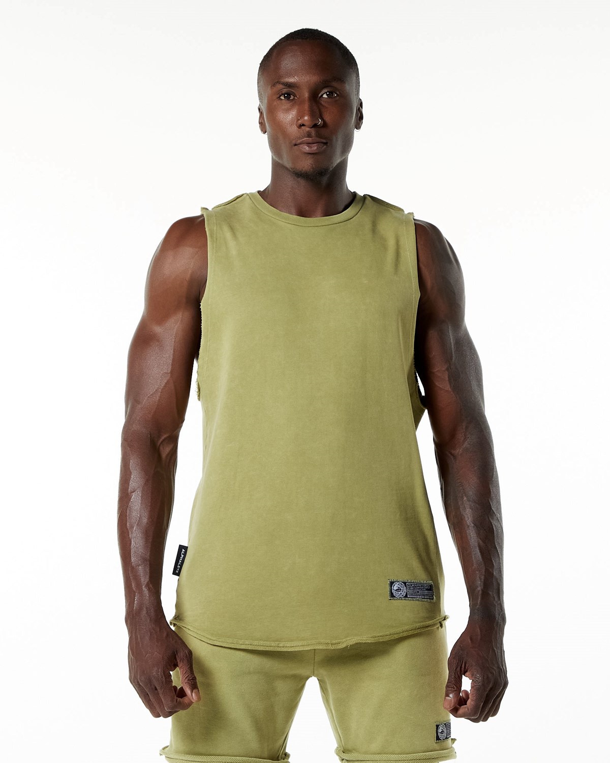 Alphalete Stredne-Weight Washed Terry Cutoff Zelene | 035-FPMBOJ