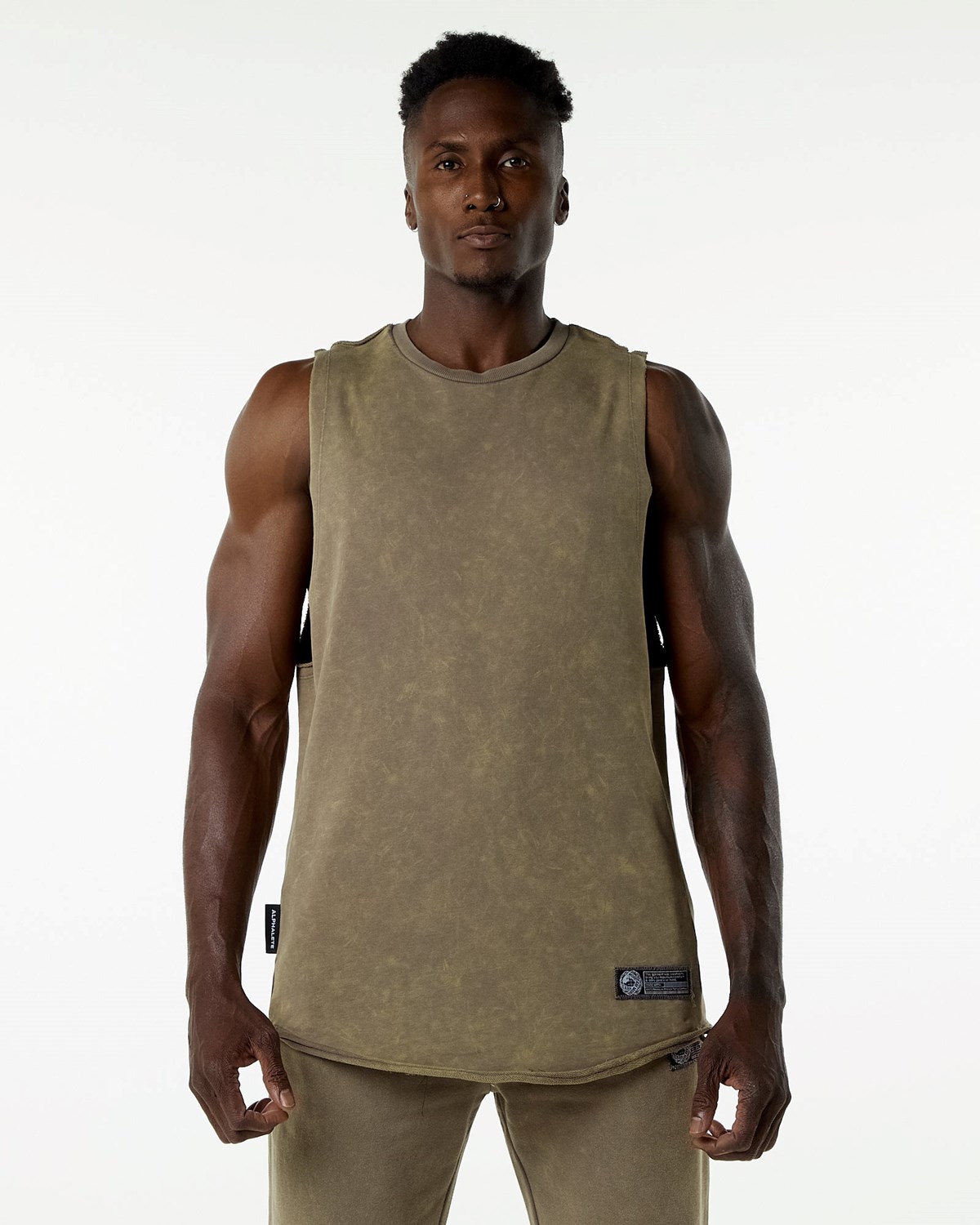 Alphalete Stredne-Weight Washed Terry Cutoff Smokey Quartz | 723-RWHCXT