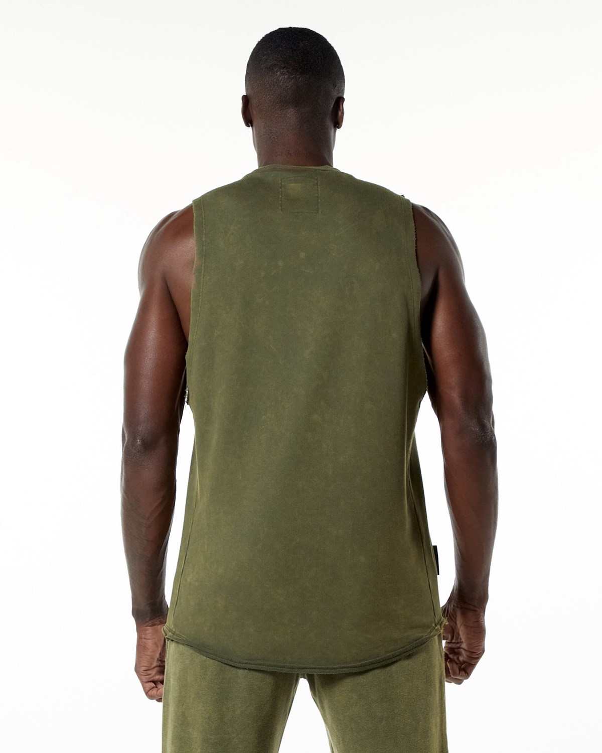 Alphalete Stredne-Weight Washed Terry Cutoff Zelene | 809-KOGRZX