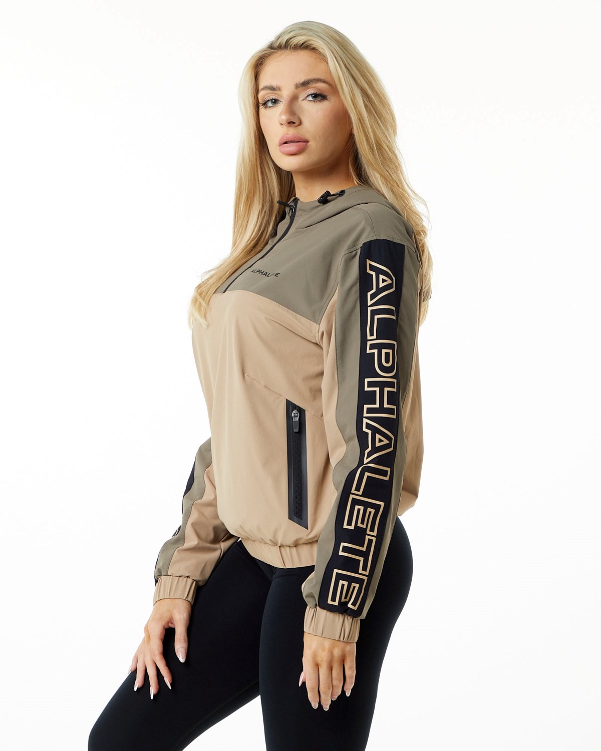 Alphalete Woven Performance Jacket Desert Safari | 356-QZHIMJ