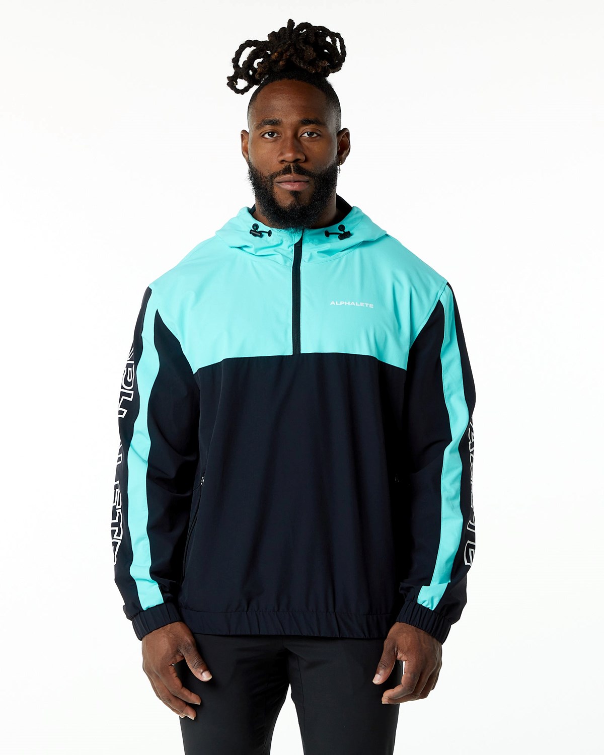 Alphalete Woven Performance Jacket Modre | 321-ONUECV